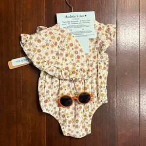 Floral Baby Romper with Ruffle Sleeves NWT Set of 3 Items